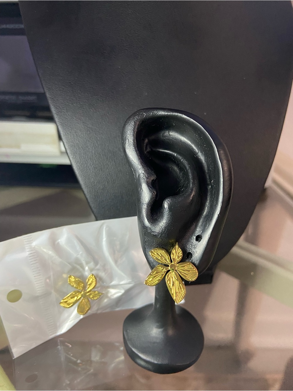 Gold Floral Petal Stud Earrings for Women